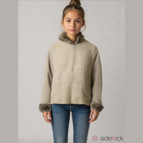 Brown Faux Fur Trim Coat Size 14 Large - Picture 1 of 11